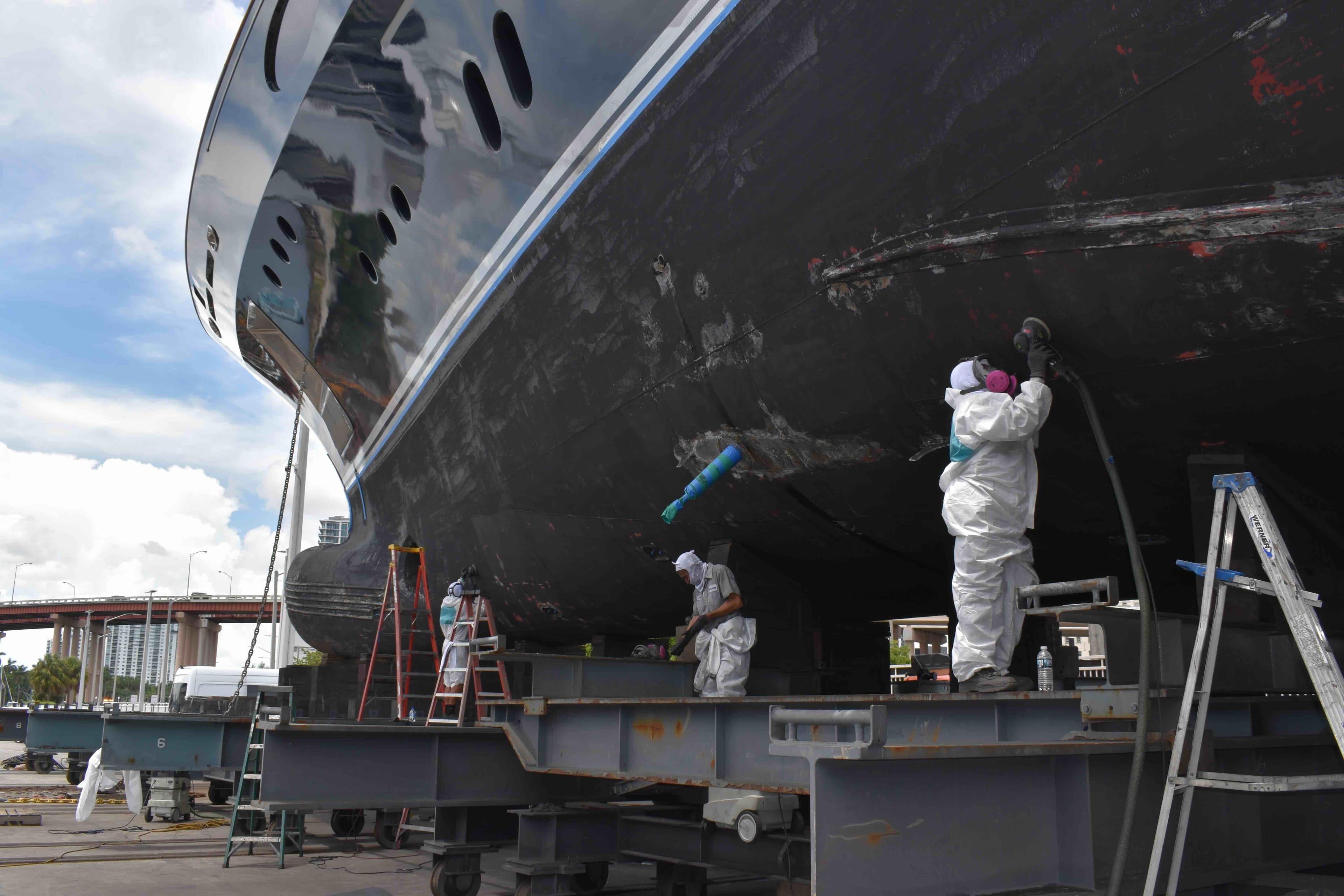 A luxury superyacht at sea